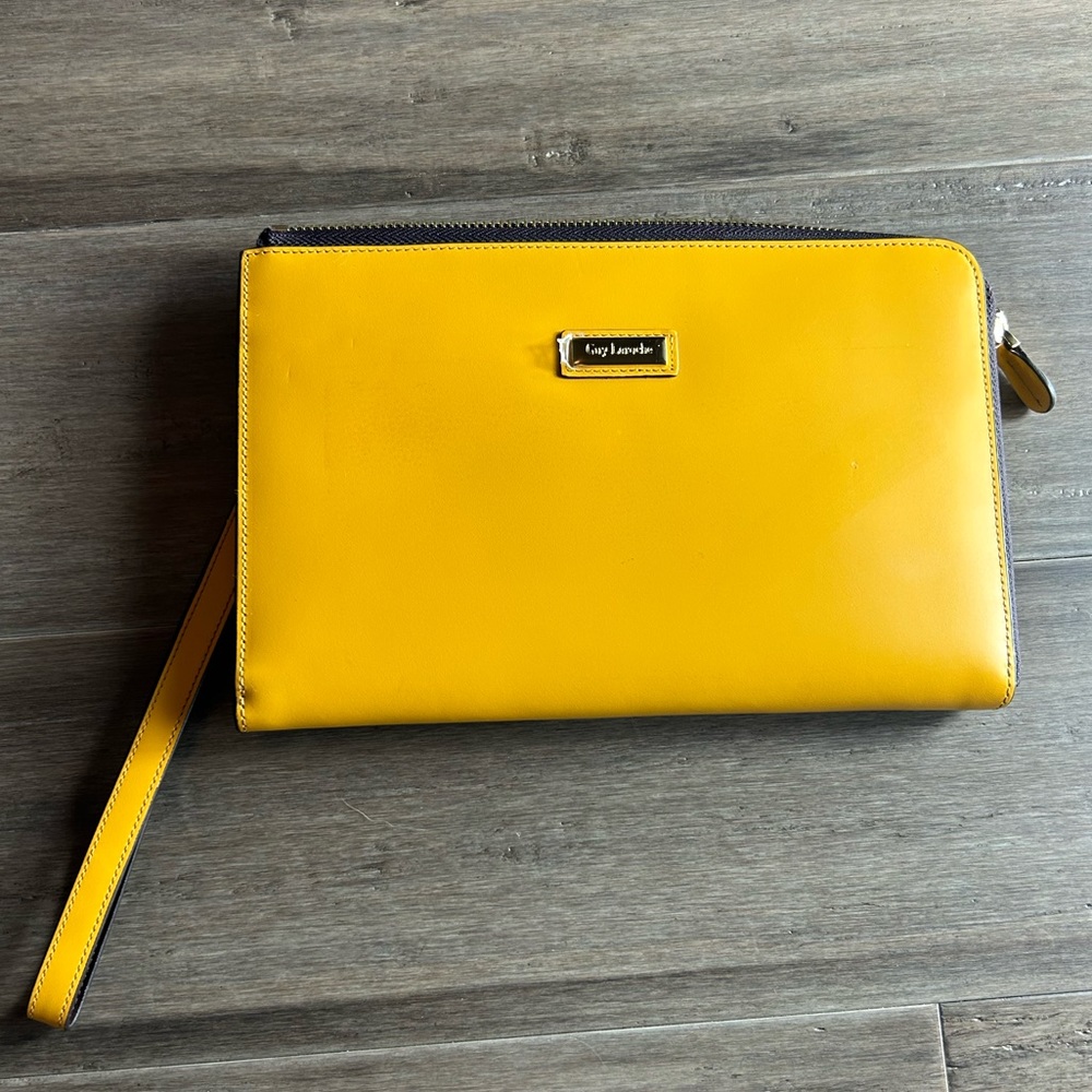 Guy Laroche Yellow/Mustard Rectangular handheld Wallet- Genuine Leather